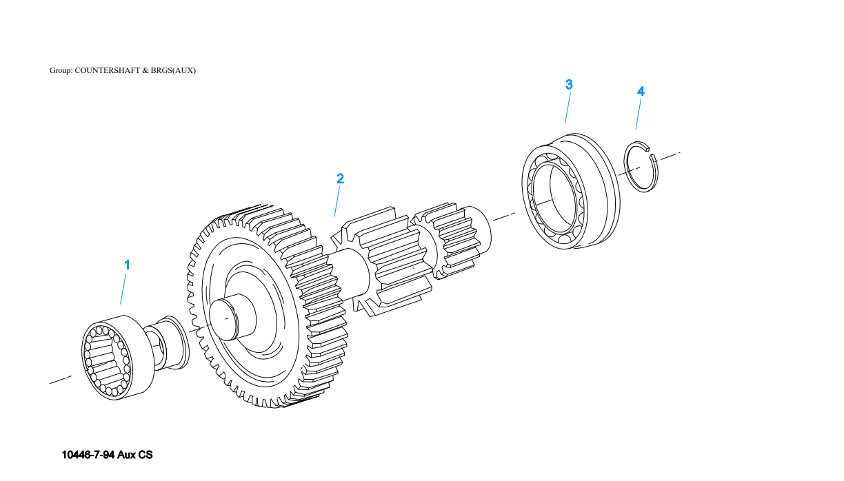 Eaton Fuller RTO-11607LL Countershaft & Brgs(Aux) exploded-view diagram
