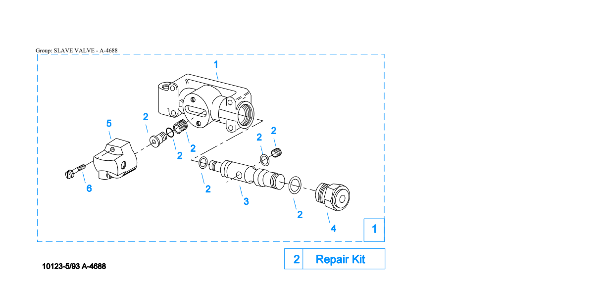 Eaton Fuller RTO-11607LL Slave Valve - A- exploded-view diagram