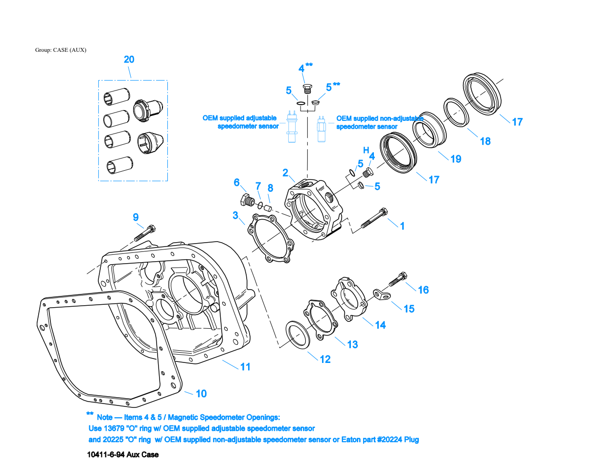 Eaton Fuller RTO-11707LL Case (Aux) exploded-view diagram