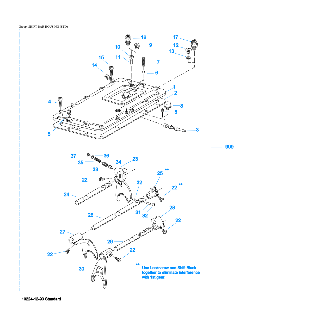 Eaton Fuller RTO-13707DLL Shift Bar Housing (Std) exploded-view diagram