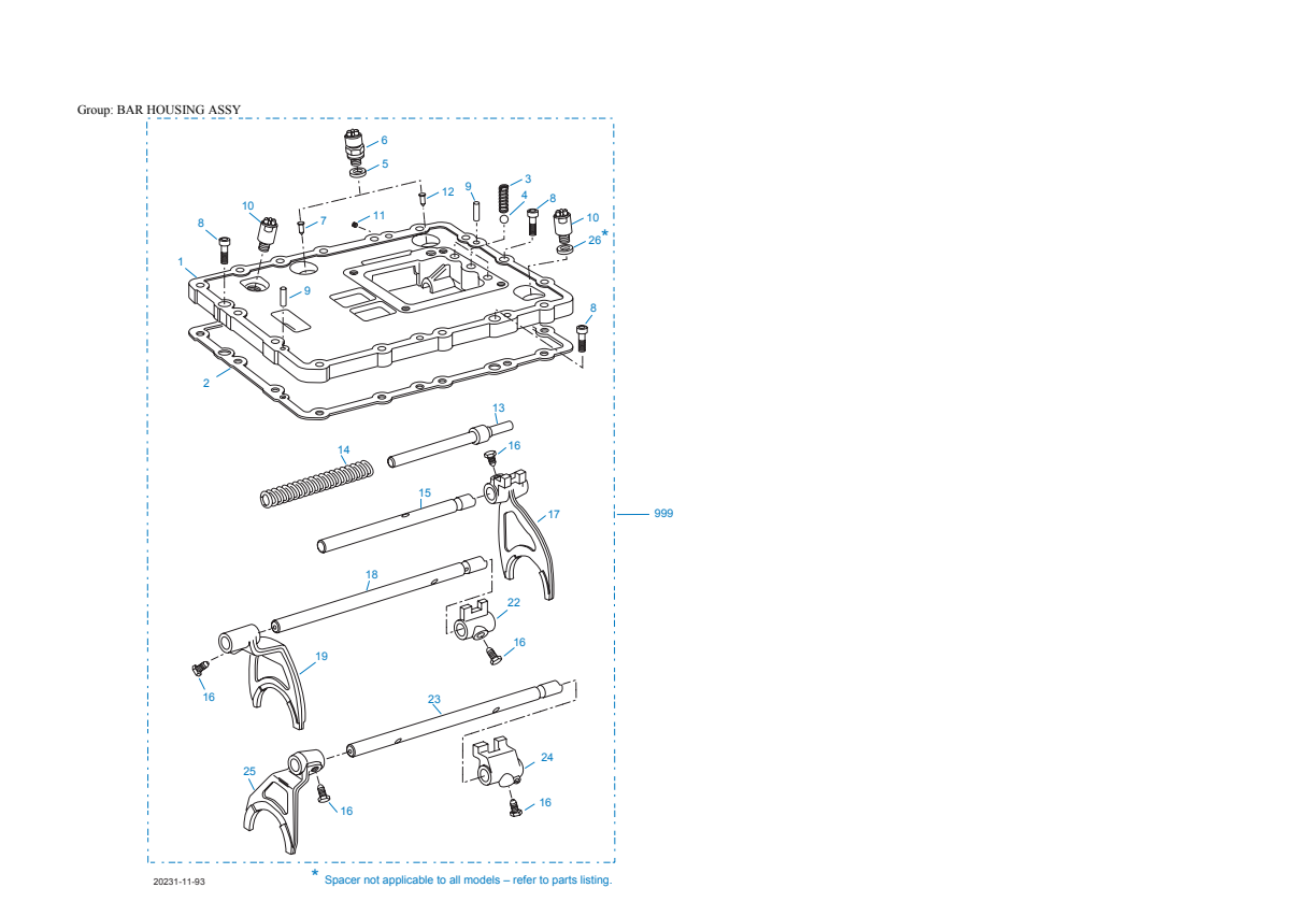 Eaton Fuller RTO-14109A-ATE Bar Housing Assy exploded-view diagram