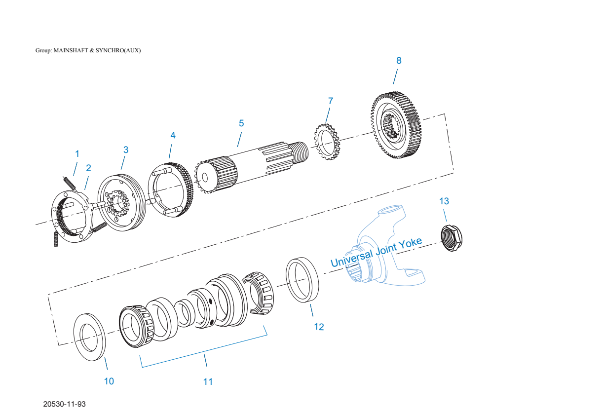 Eaton Fuller RTO-14109A-ATS Mainshaft & Synchro(Aux) exploded-view diagram