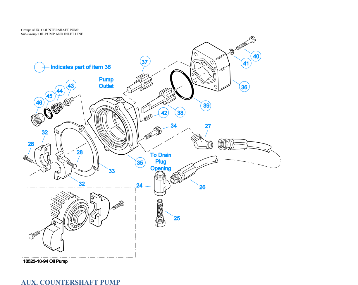 Eaton Fuller RTO-14608LL Aux. Countershaft Pump exploded-view diagram