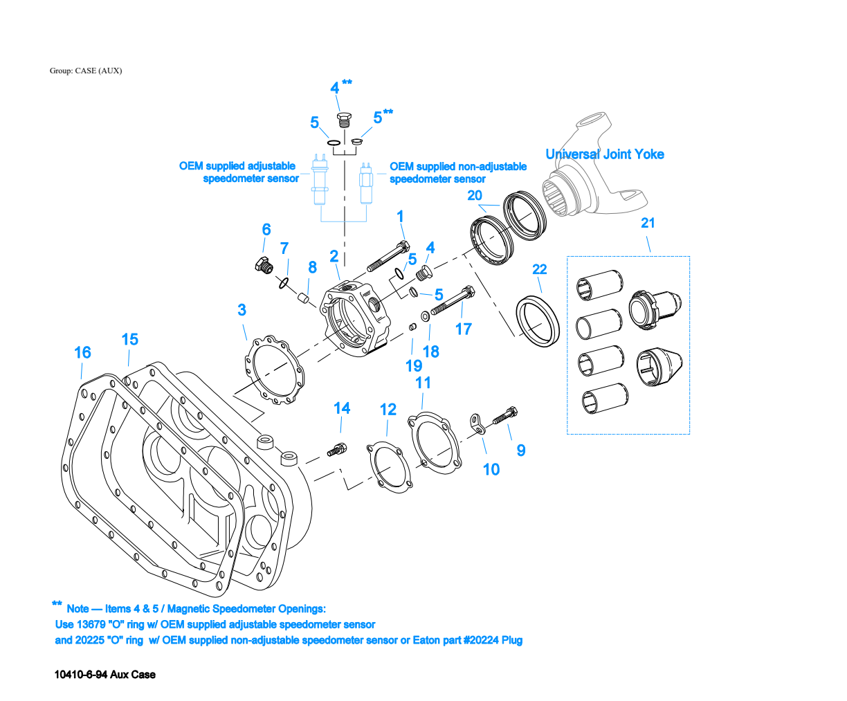 Eaton Fuller RTO-14608LL Case (Aux) exploded-view diagram