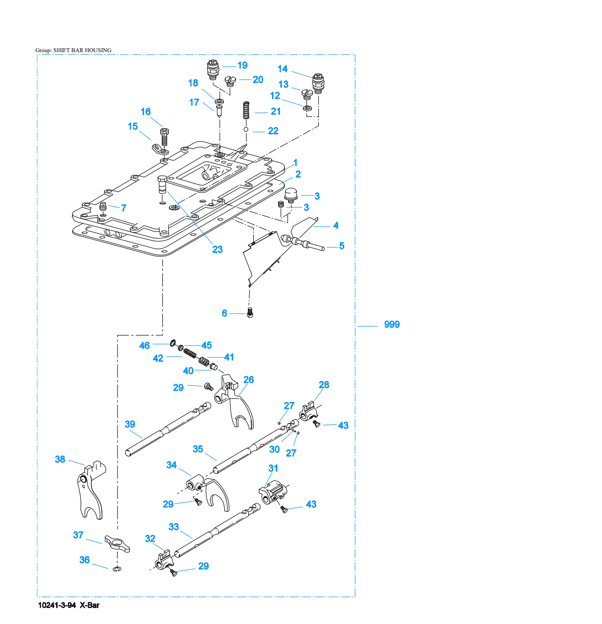 Eaton Fuller RTO-14709MLL Shift Bar Housing exploded-view diagram