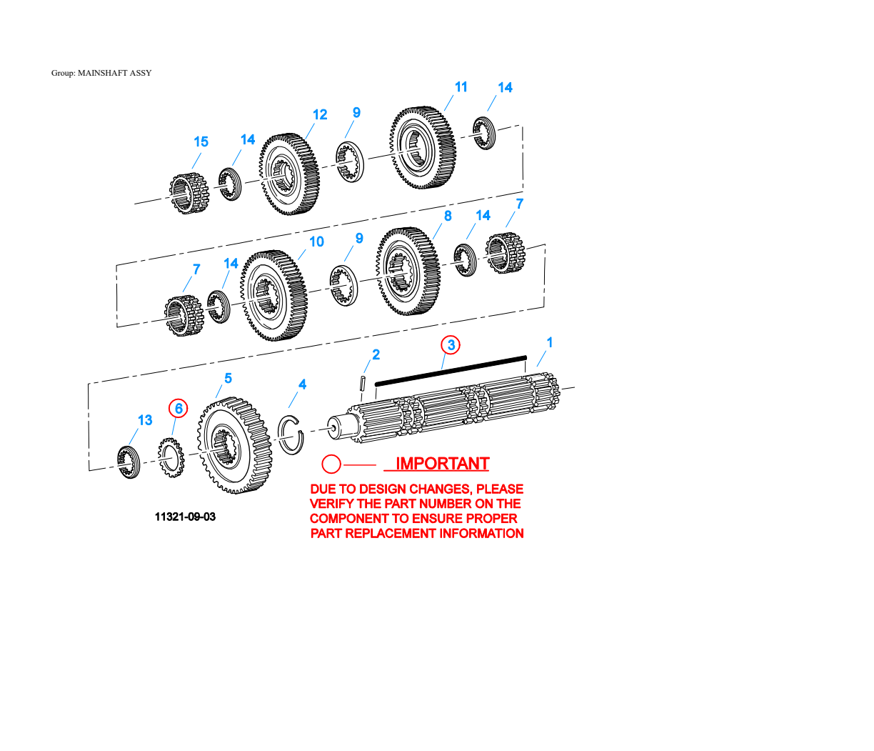 Eaton Fuller RTO-14909ALL Mainshaft Assy exploded-view diagram