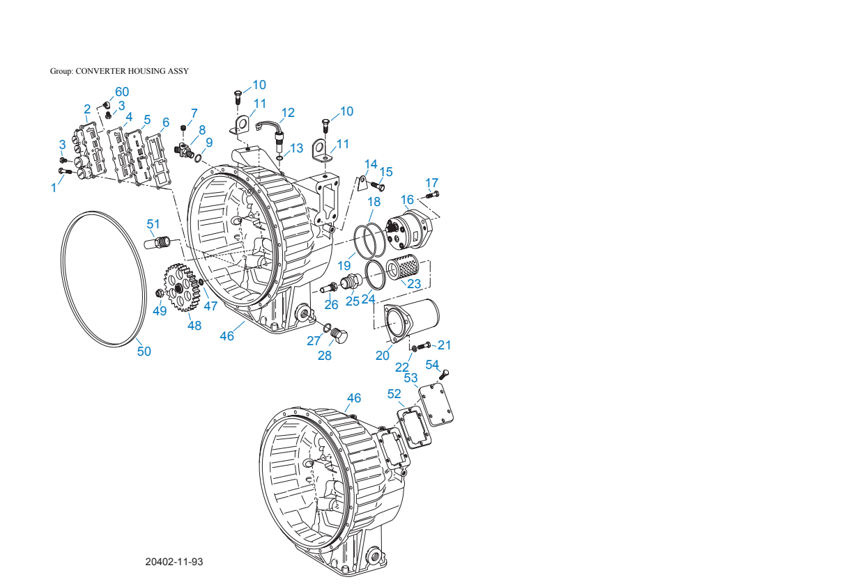 Eaton Fuller RTO-16109A-AT Converter Housing Assy exploded-view diagram