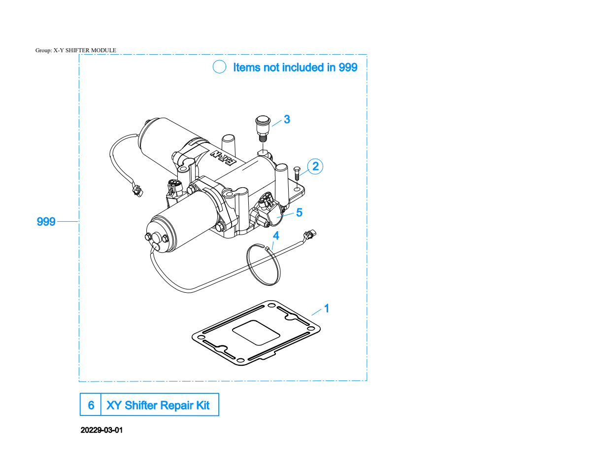 Eaton Fuller RTO-16910B-DM2 X-Y Shifter Module exploded-view diagram