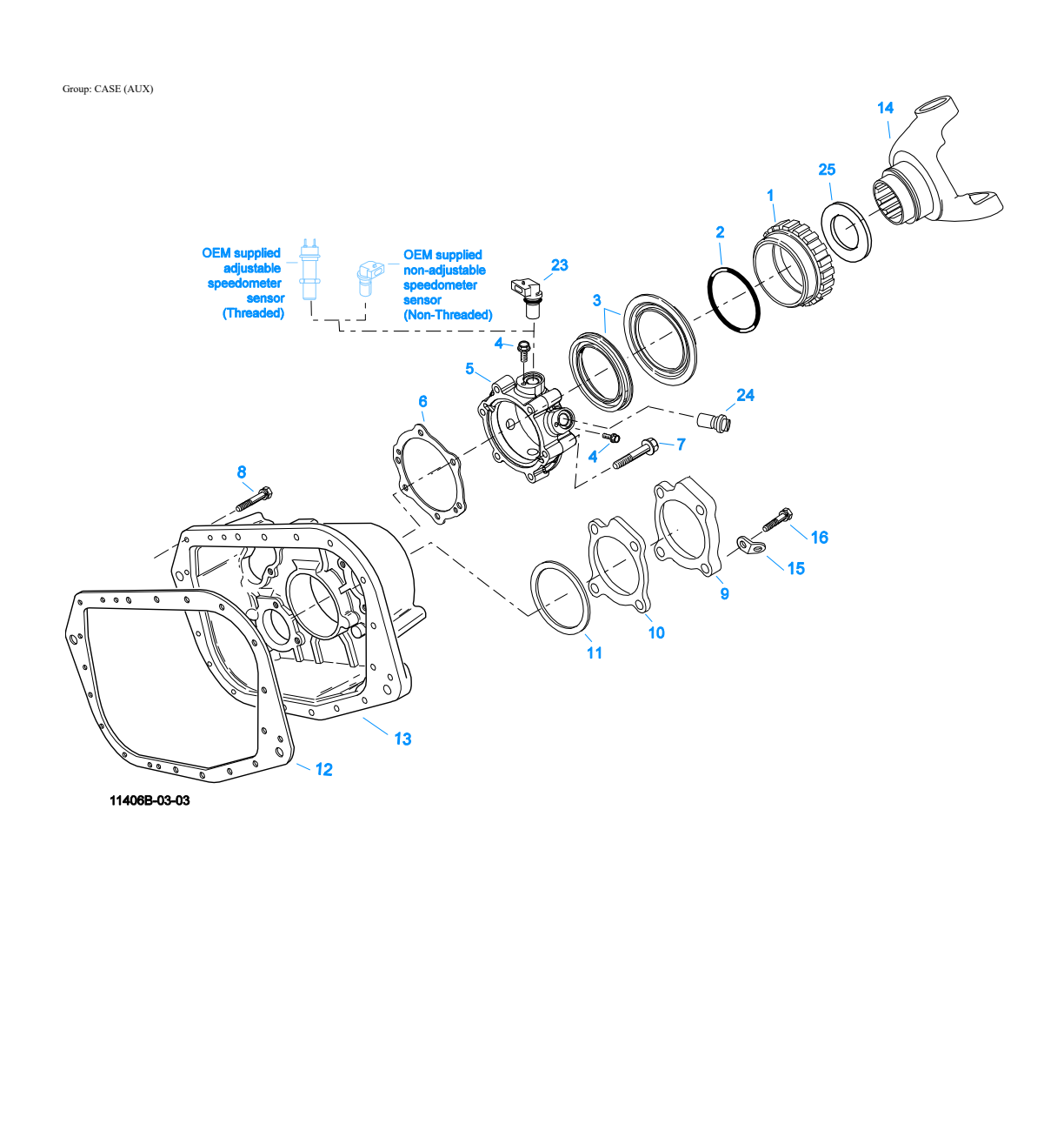 Eaton Fuller RTO-16910C-AS3 Case (Aux) exploded-view diagram