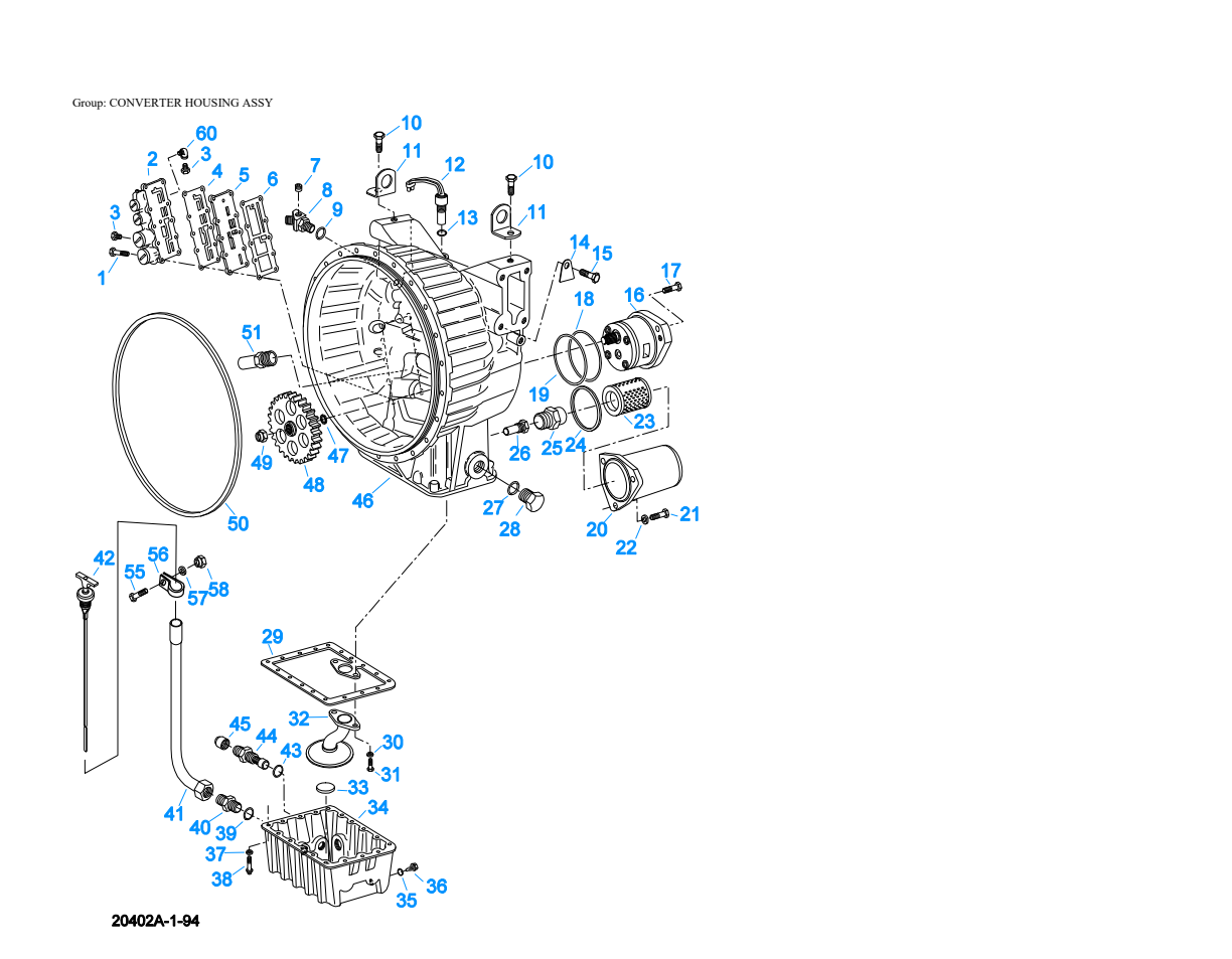 Eaton Fuller RTO-9109B-AT Converter Housing Assy exploded-view diagram
