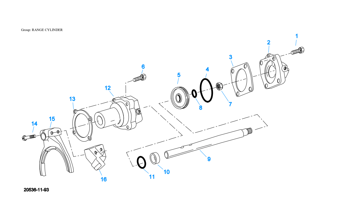 Eaton Fuller RTO-9109B-AT Range Cylinder exploded-view diagram