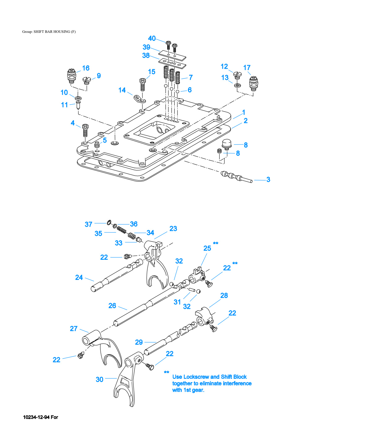 Eaton Fuller RTOF-11607L Shift Bar Housing (F) exploded-view diagram