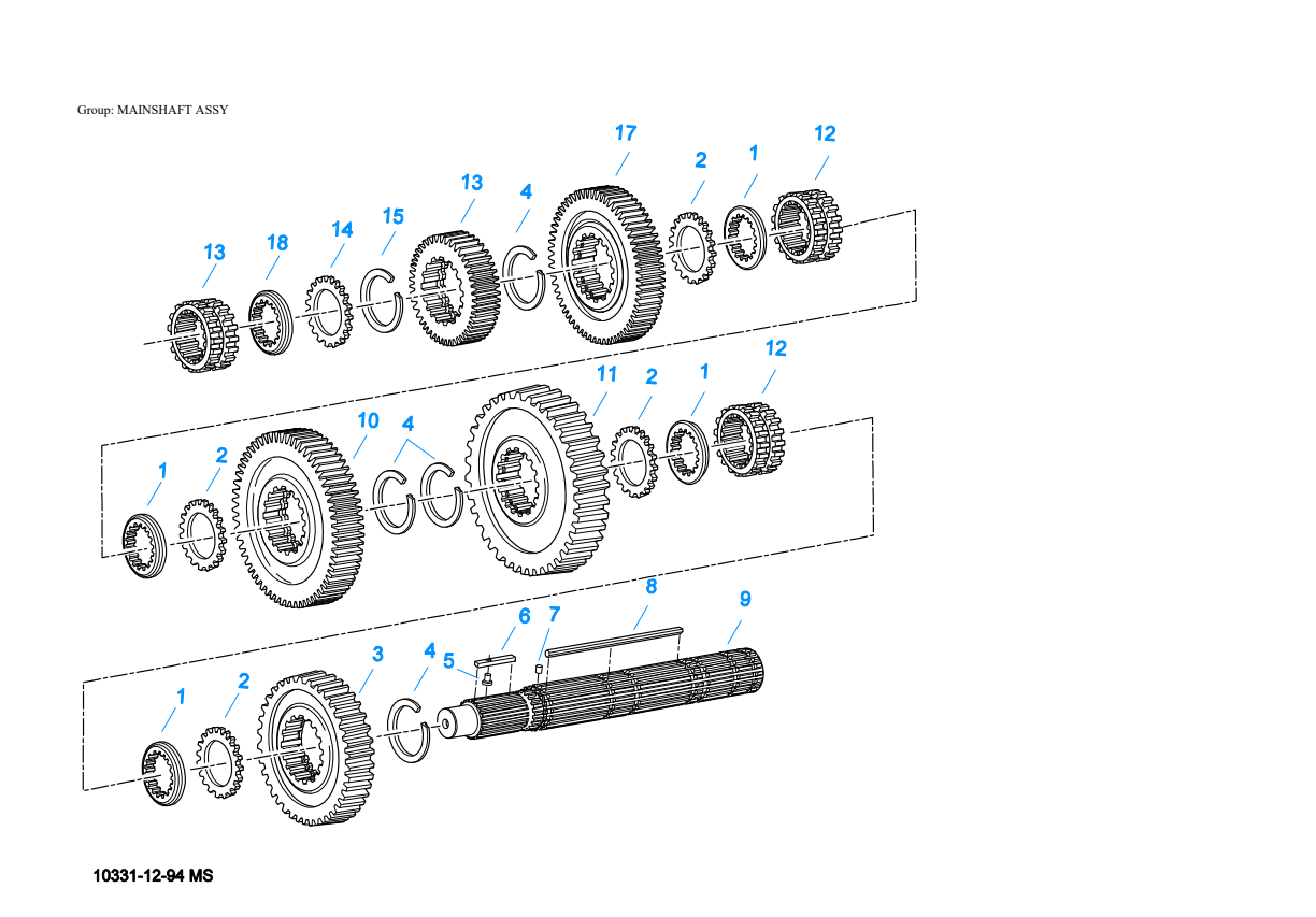 Eaton Fuller RTOF-11707LL Mainshaft Assy exploded-view diagram