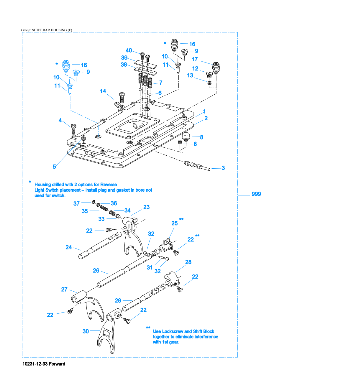 Eaton Fuller RTOF-13707MLL Shift Bar Housing (F) exploded-view diagram
