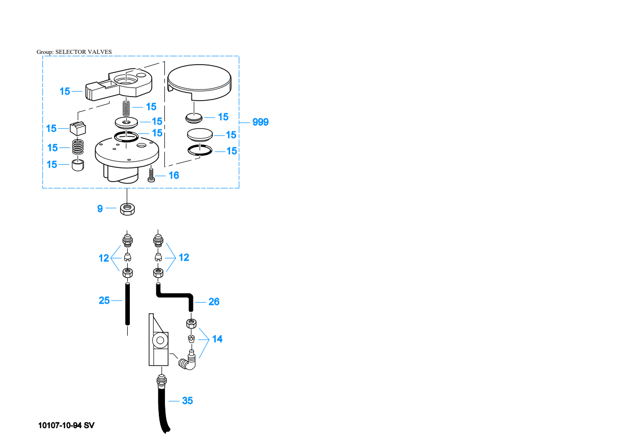 Eaton Fuller RTOF-14613 Selector Valves exploded-view diagram