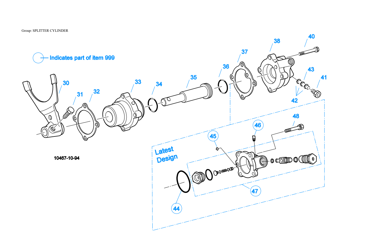 Eaton Fuller RTOF-14613 Splitter Cylinder exploded-view diagram