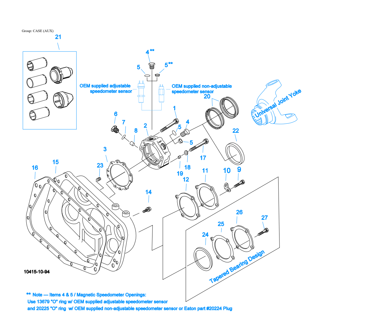 Eaton Fuller RTOF-14613 Case (Aux) exploded-view diagram