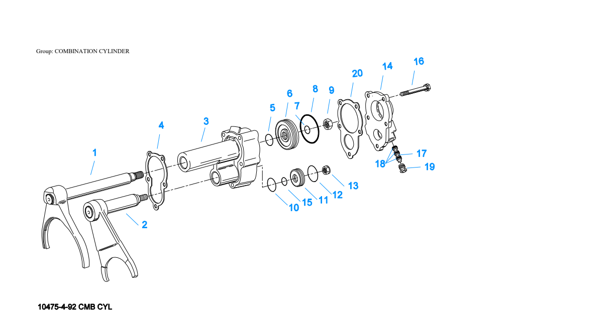 Eaton Fuller RTOF-14909ALL Combination Cylinder exploded-view diagram