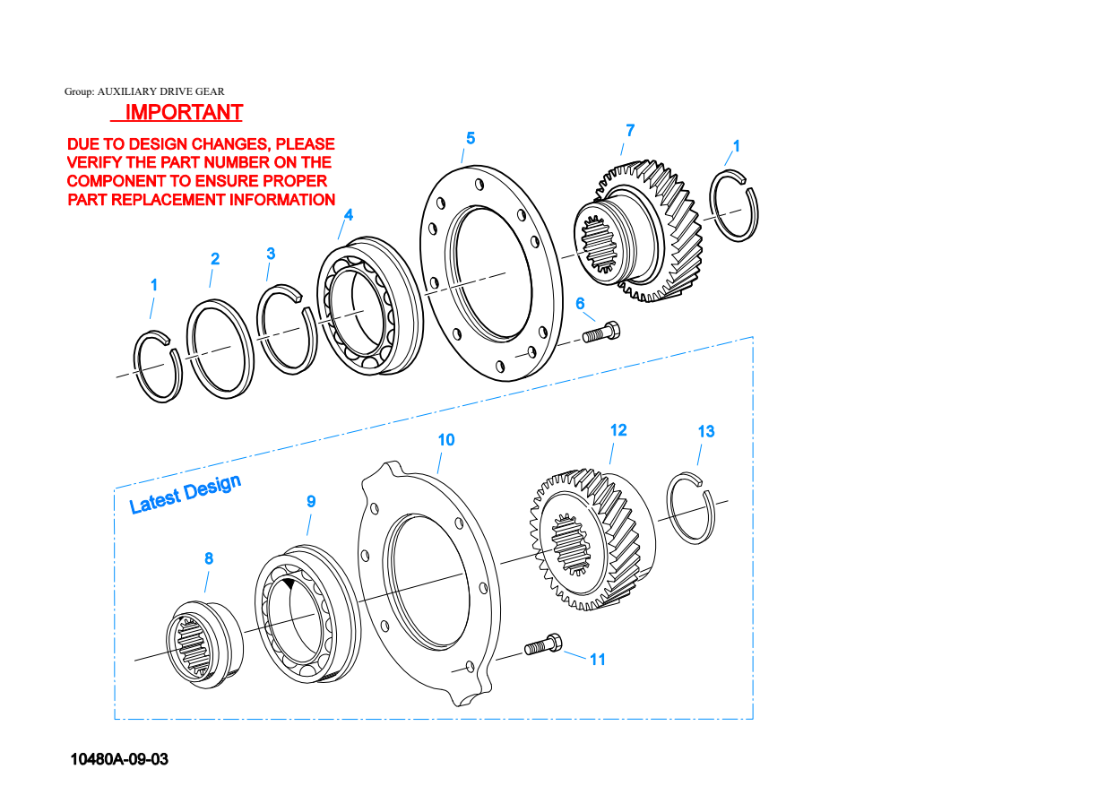 Eaton Fuller RTOF-14909ALL Auxiliary Drive Gear exploded-view diagram