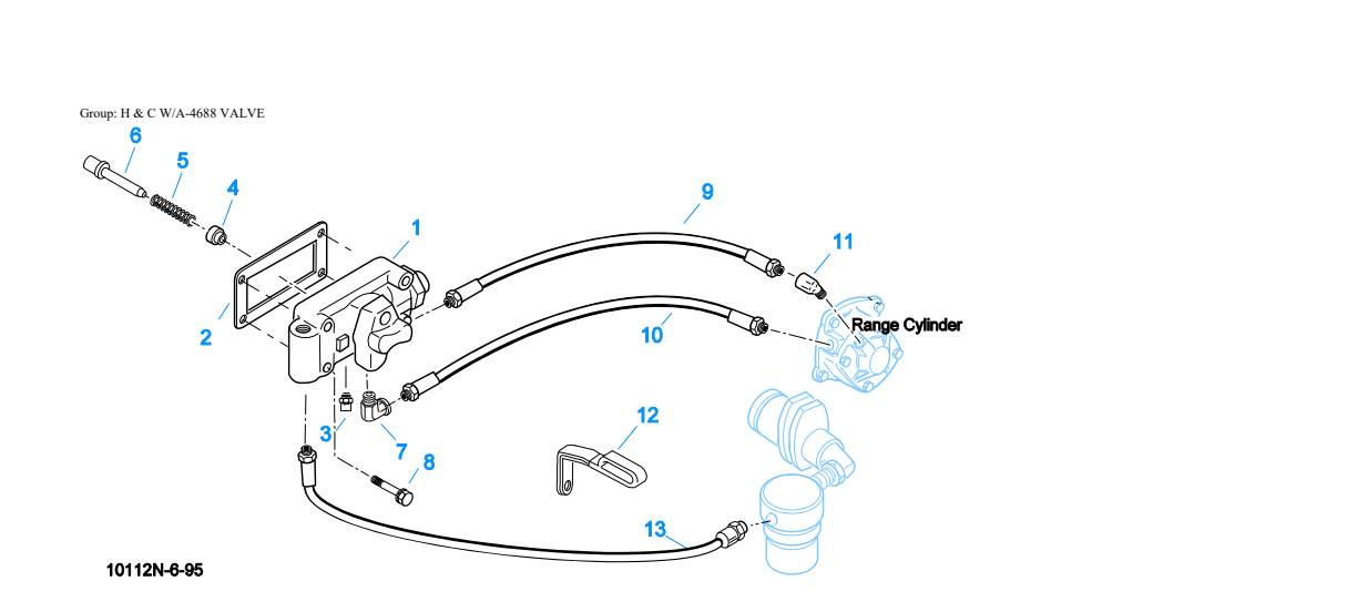 Eaton Fuller RTX-11509 H & C W/A-4688 Valve exploded-view diagram