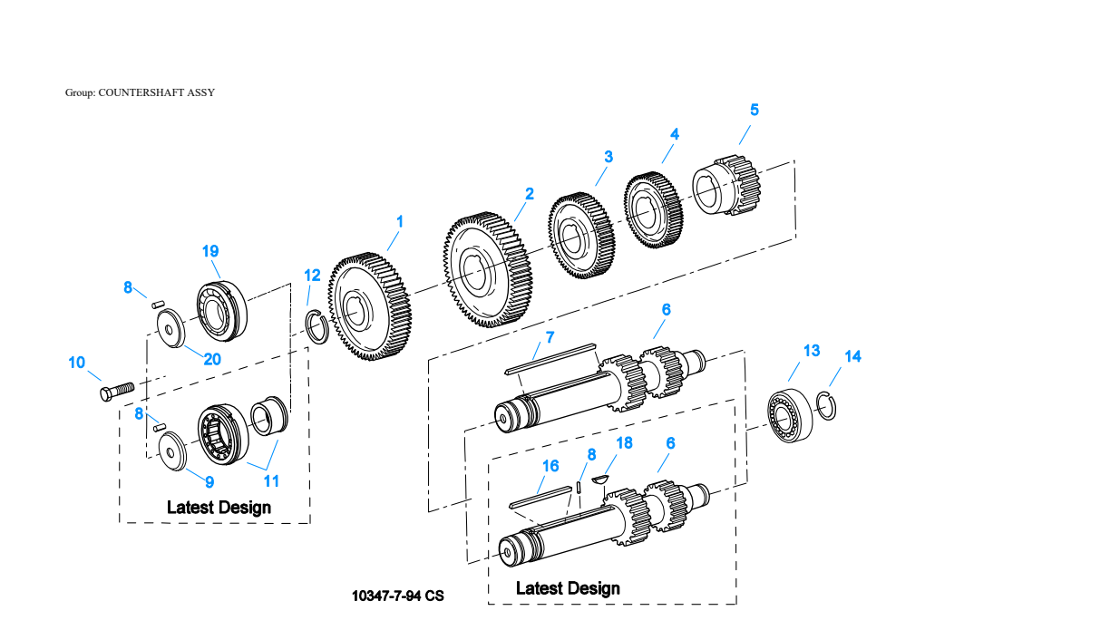 Eaton Fuller RTX-11610 Countershaft Assy exploded-view diagram