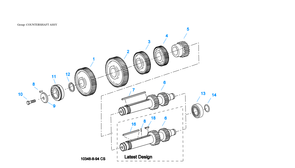 Eaton Fuller RTX-11615 Countershaft Assy exploded-view diagram