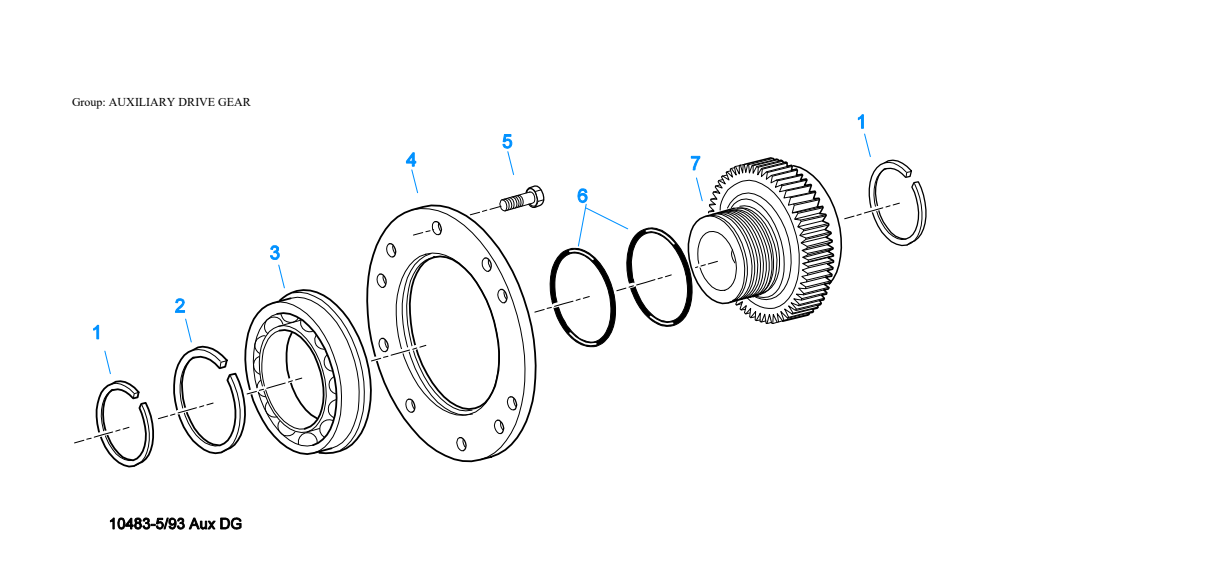 Eaton Fuller RTX-12609R Auxiliary Drive Gear exploded-view diagram