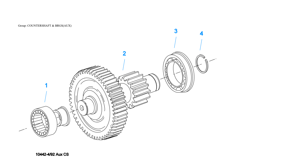 Eaton Fuller RTX-14609A Countershaft & Brgs(Aux) exploded-view diagram