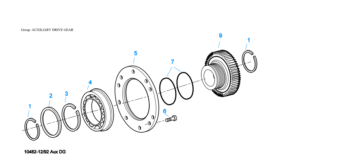 Eaton Fuller RTX-14609A Auxiliary Drive Gear exploded-view diagram