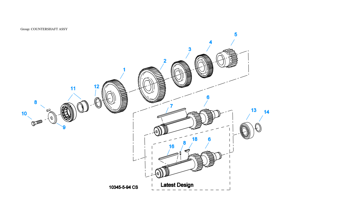 Eaton Fuller RTX-14615 Countershaft Assy exploded-view diagram