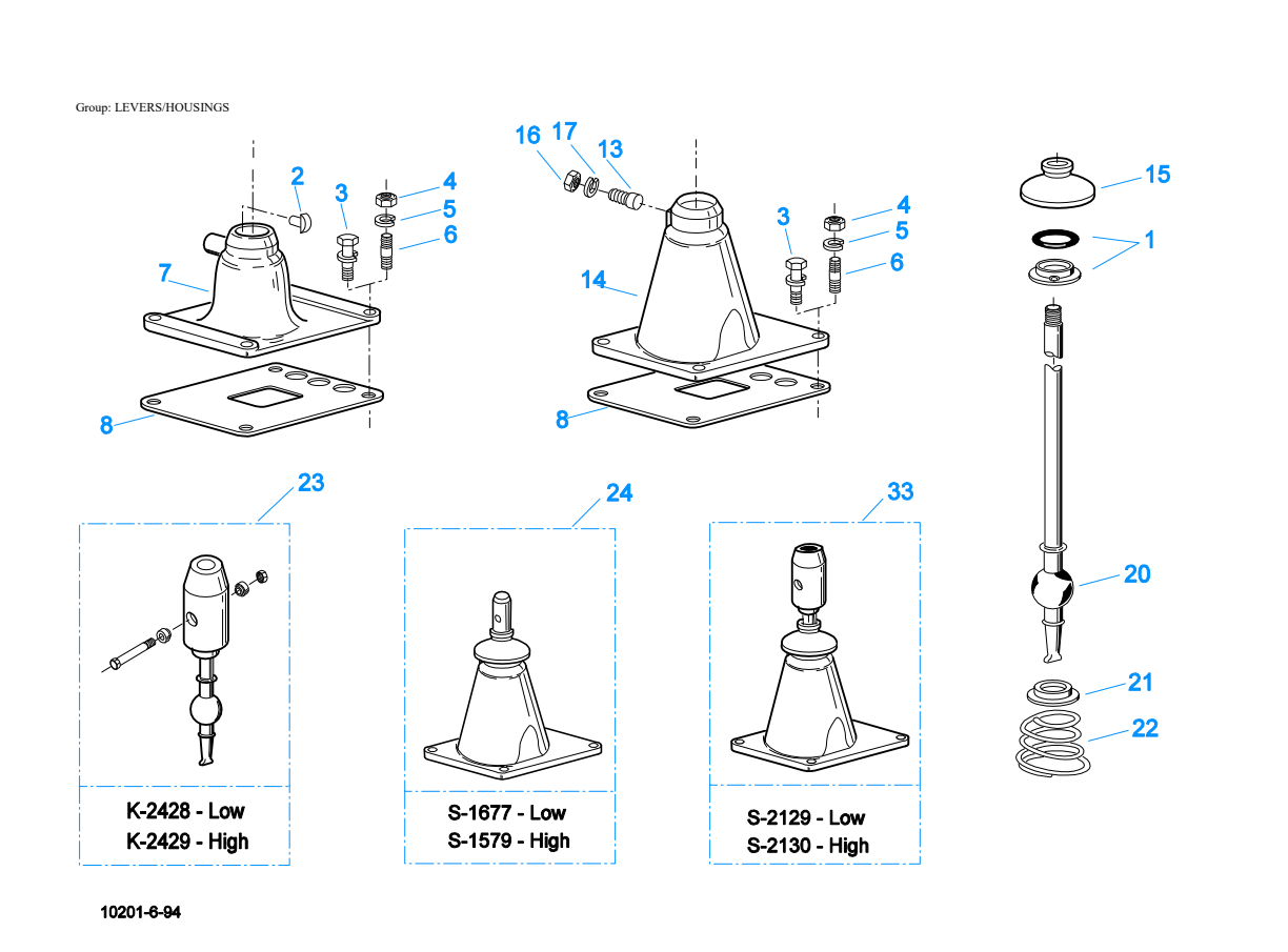 Eaton Fuller RTX-14708LL Levers/Housings exploded-view diagram