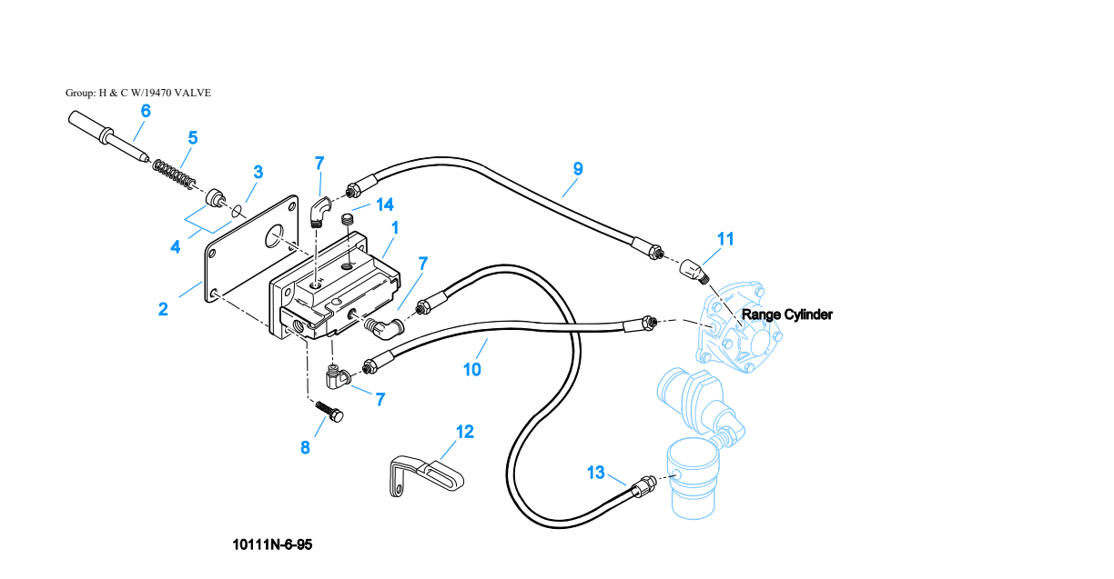 Eaton Fuller RTXF-11509 H & C W/19470 Valve exploded-view diagram