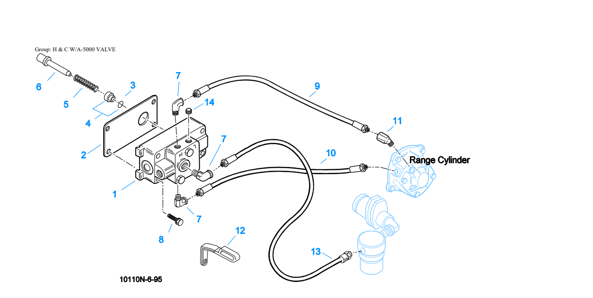 Eaton Fuller RTXF-12509 H & C W/A-5000 Valve exploded-view diagram