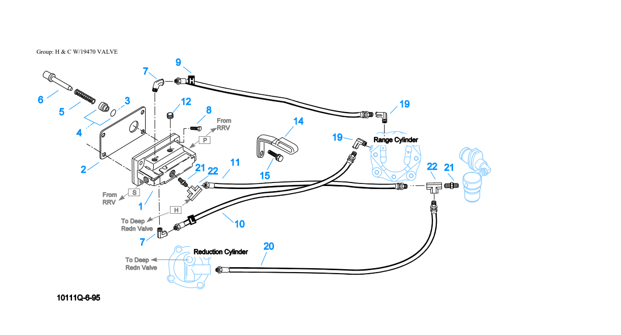 Eaton Fuller RTXF-12515 H & C W/19470 Valve exploded-view diagram