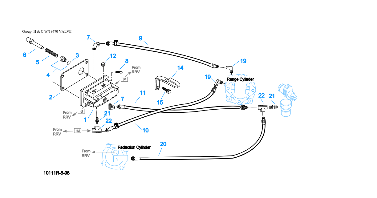 Eaton Fuller RTXF-12515 H & C W/19470 Valve exploded-view diagram