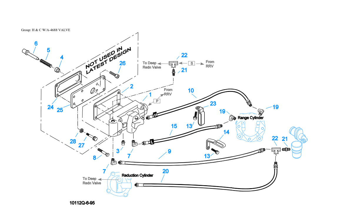 Eaton Fuller RTXF-12515 H & C W/A-4688 Valve exploded-view diagram