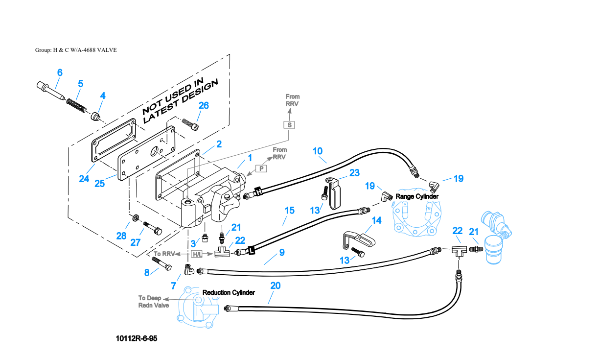 Eaton Fuller RTXF-12515 H & C W/A-4688 Valve exploded-view diagram