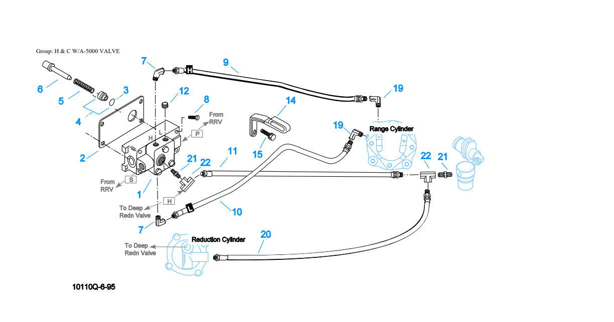 Eaton Fuller RTXF-12515 H & C W/A-5000 Valve exploded-view diagram