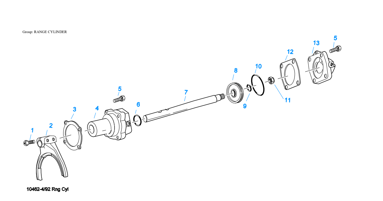 Eaton Fuller RTXF-12515 Range Cylinder exploded-view diagram