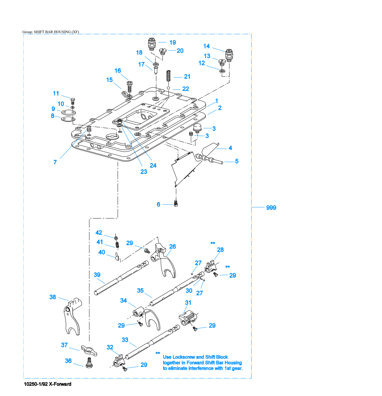 Eaton Fuller RTXF-13609P Shift Bar Housing (Xf) exploded-view diagram