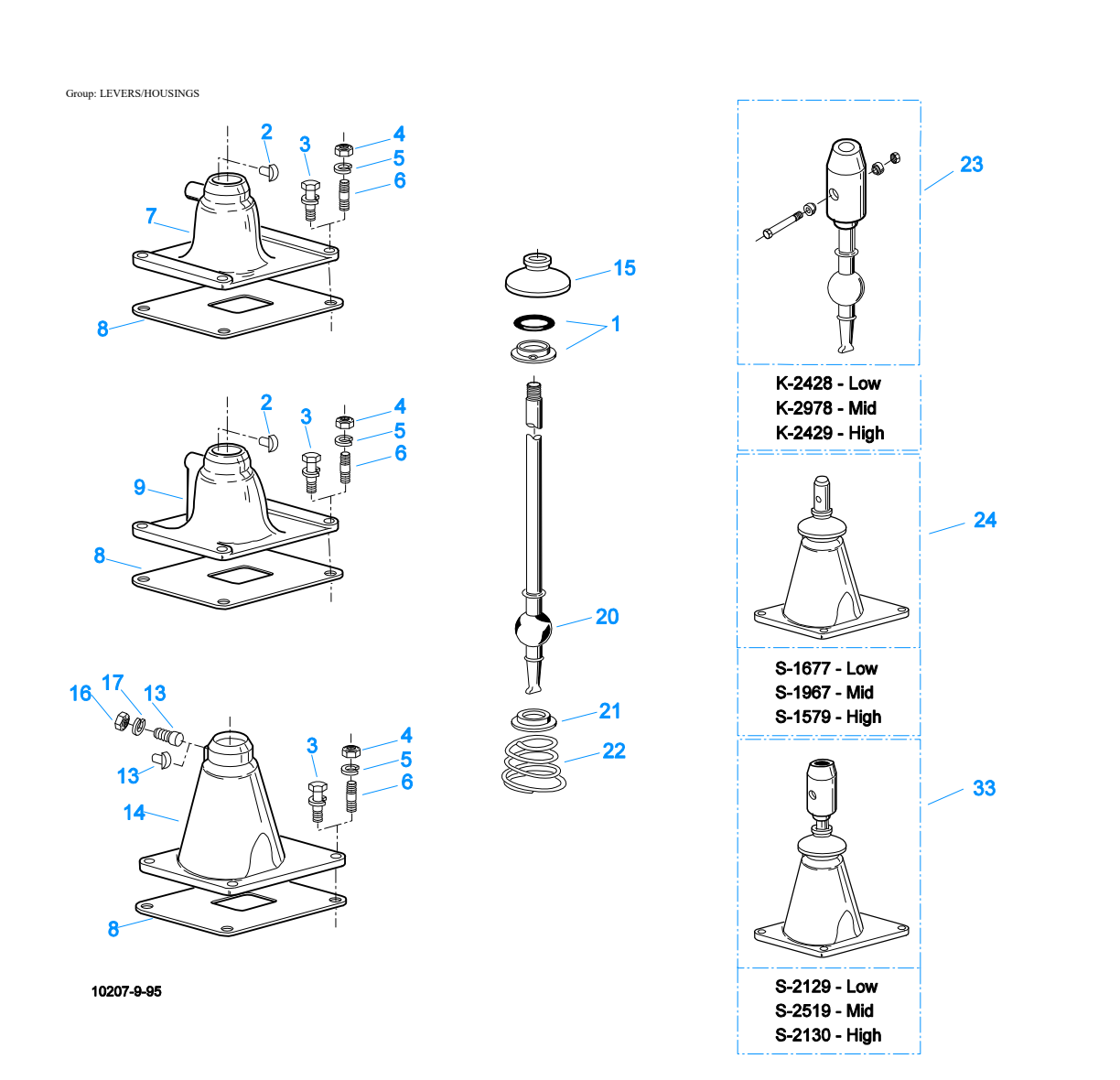 Eaton Fuller RTXF-16709H Levers/Housings exploded-view diagram