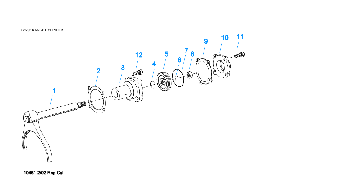 Eaton Fuller RTXF-16709H Range Cylinder exploded-view diagram