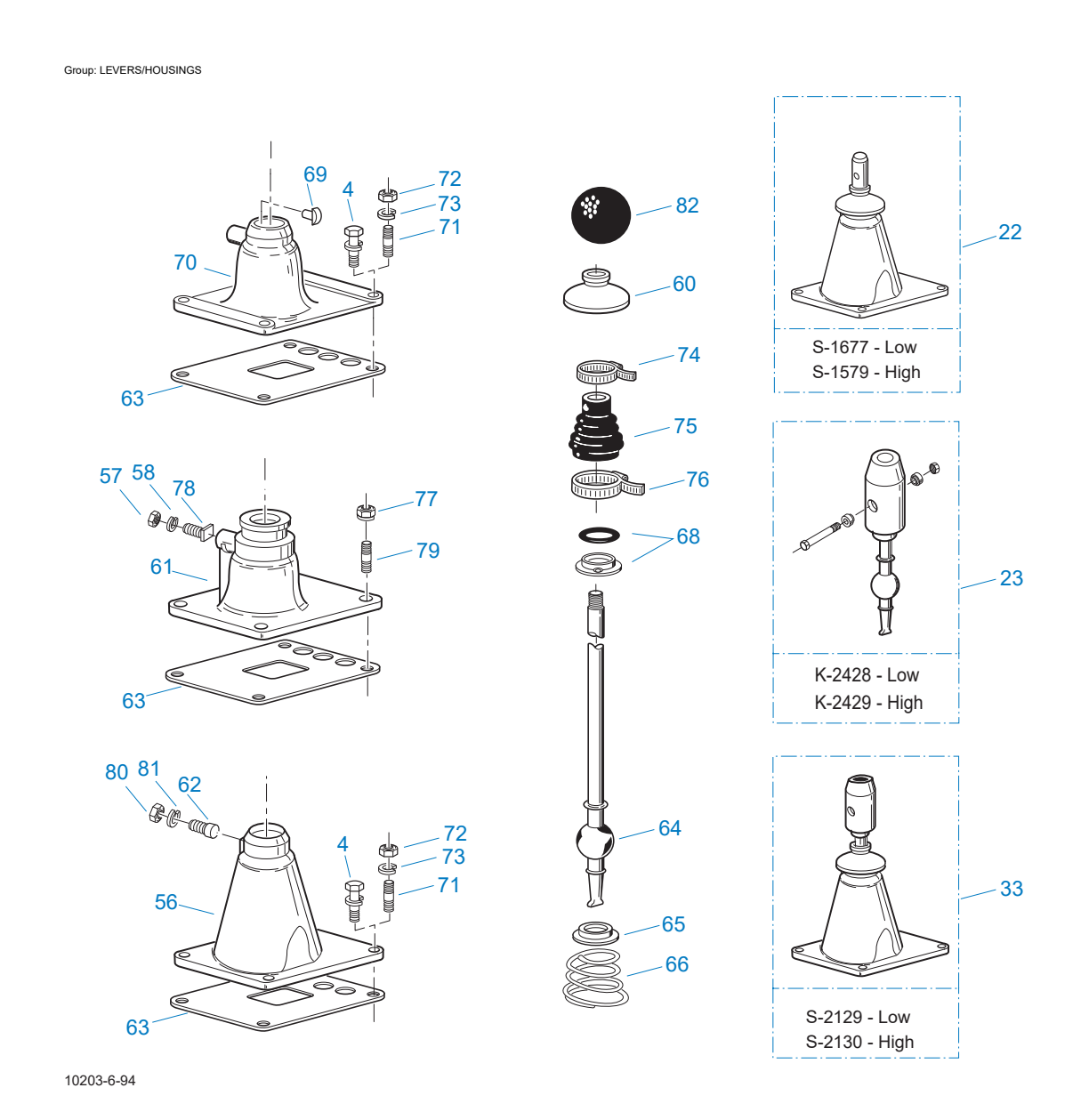 Eaton Fuller T-11605A Levers/Housings exploded-view diagram