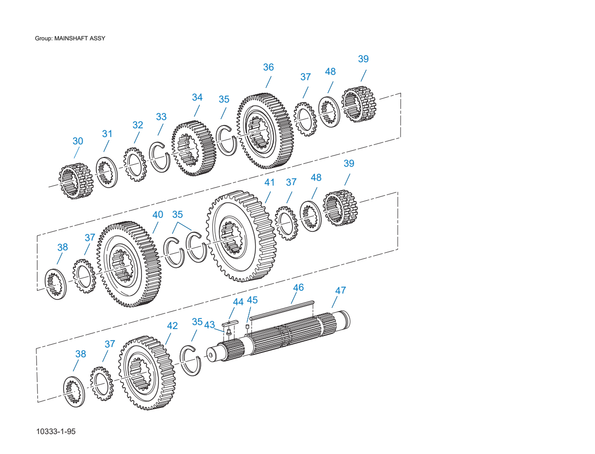Eaton Fuller T-11605A Mainshaft Assy exploded-view diagram