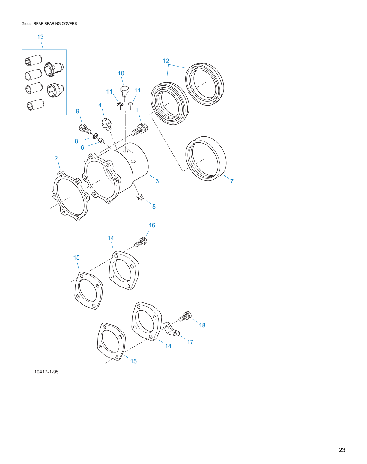 Eaton Fuller T-11605A Rear Bearing Covers exploded-view diagram