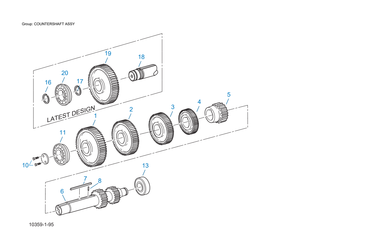 Eaton Fuller T-11605A Countershaft Assy exploded-view diagram