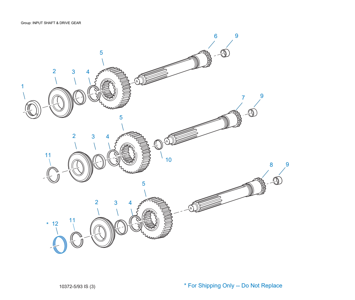 Eaton Fuller T-11605A Input Shaft & Drive Gear exploded-view diagram
