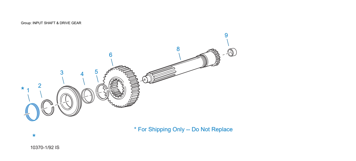 Eaton Fuller T-8607A Input Shaft & Drive Gear exploded-view diagram