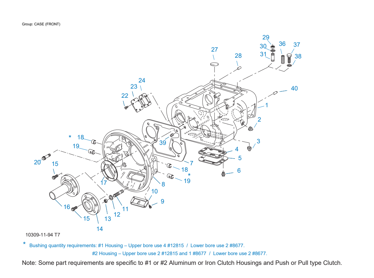 Eaton Fuller T-8607A Case (Front) exploded-view diagram