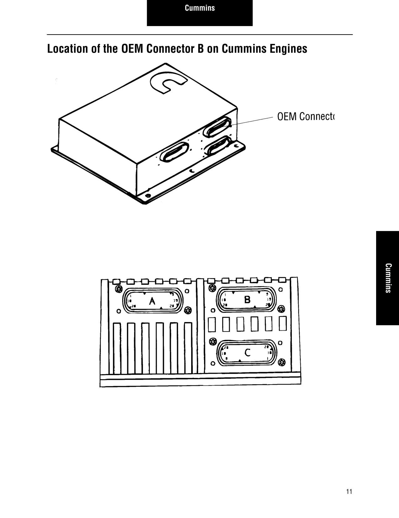 Eaton Fuller K-3539 Control Module Installation Guide page 15: Location of the OEM Connector B on Cummins Engines